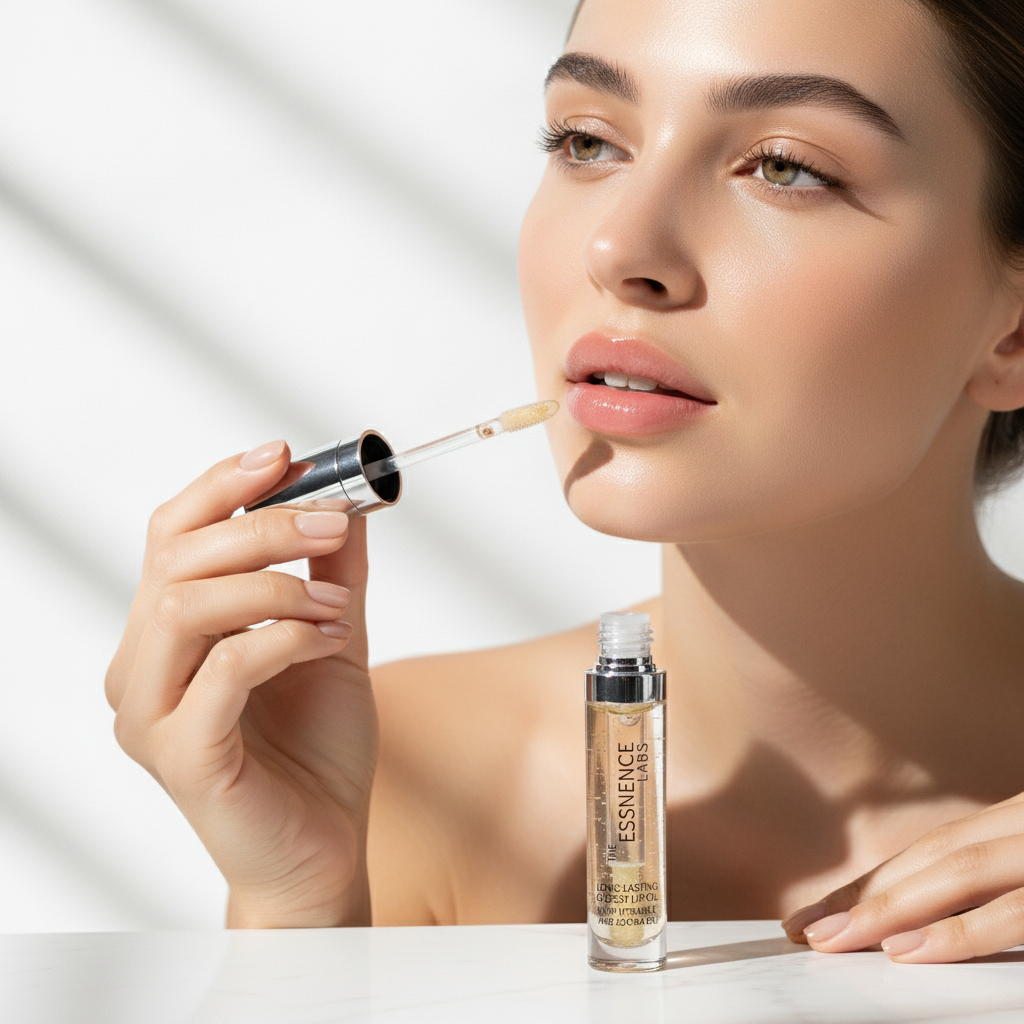 ESSENCE LABS Long-Lasting Vitamin E & Jojoba Glossy Lip Oil – Ultra-Hydrating Shine Treatment